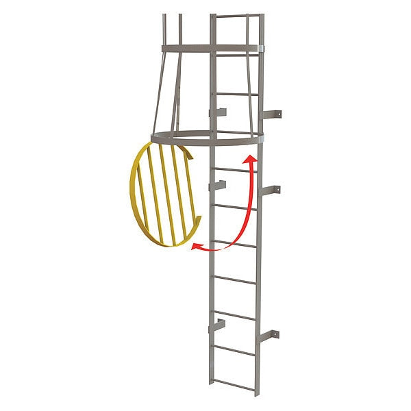 Ladder, Fixed, Steel, Cage Door