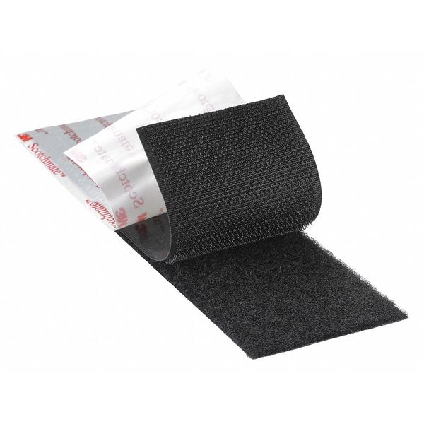 Reclosable Fastener, Rubber Adhesive, 150 ft, 1 in Wd, Black, 3 PK