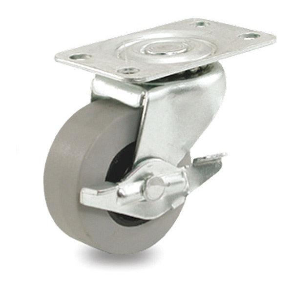 Cstr, Swvl Plte, Gray TPR Rubr, 120 lb., Brk