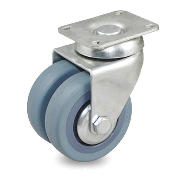 Whl Cstr, Dual, Swivl Plat, Gry Rbr, 220 lb.