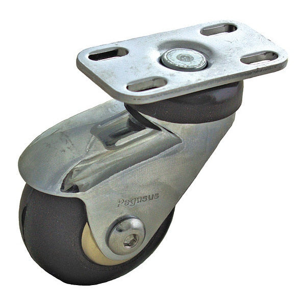 Plate Caster, 175 lb. Load, Black Wheel