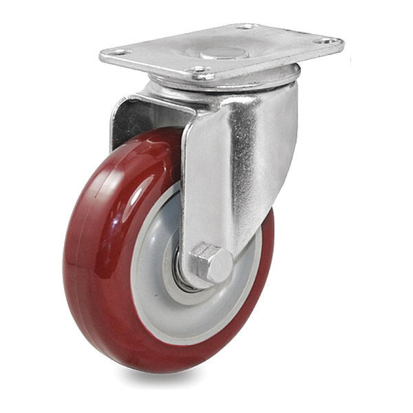 Caster, Swivl Plate, Red Urethane, 300 lb.