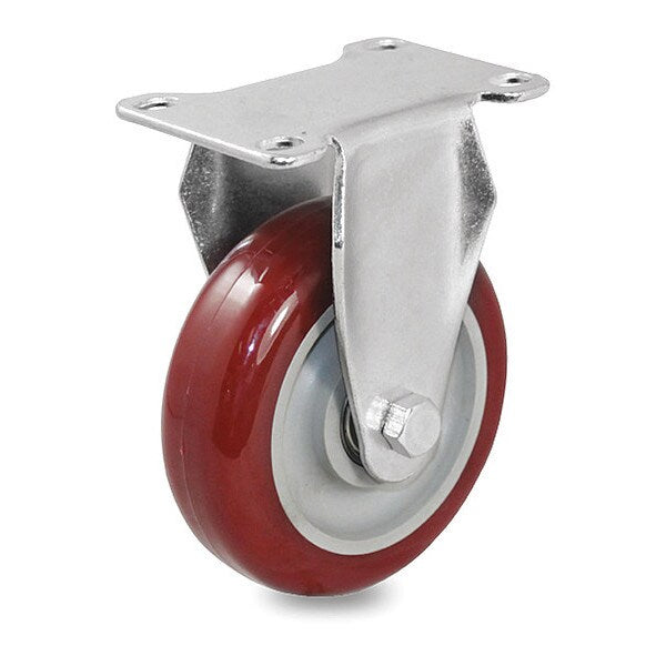 Caster, Rigid Plate, Red Urethane, 300 lb.