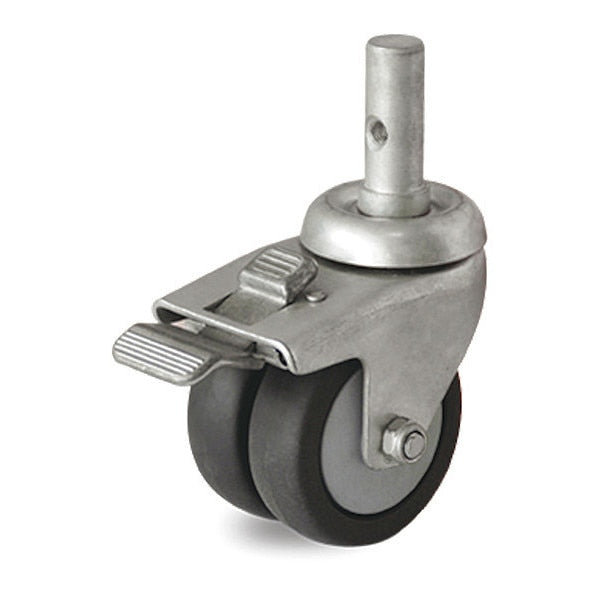 Wheel Caster, Dual, Swivel Stem, Gry TPR, 220 lb, Tl