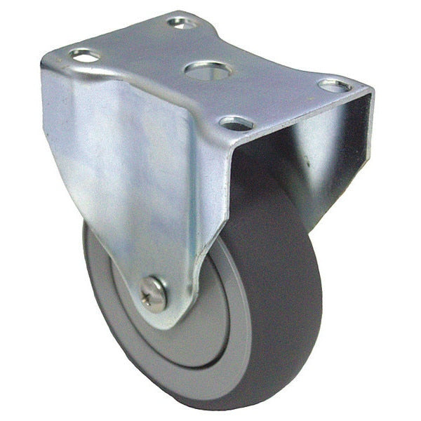 Plate Caster, 325 lb. Load, Gray Wheel