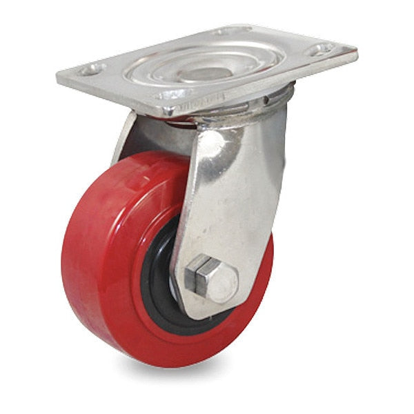 Cstr, Stainls, Swvl Plate, Urethane, 660 lb.