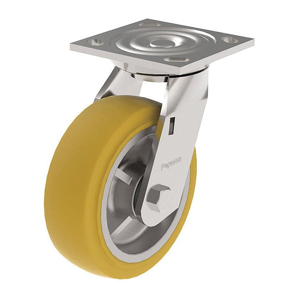 Cstr, Swivl Plate, Yellow Urethane, 700 lb.