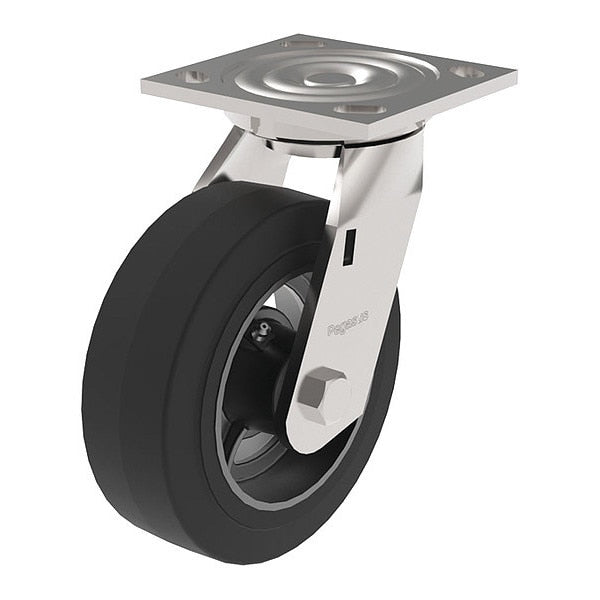 Plate Caster, 550 lb. Load, Black Wheel