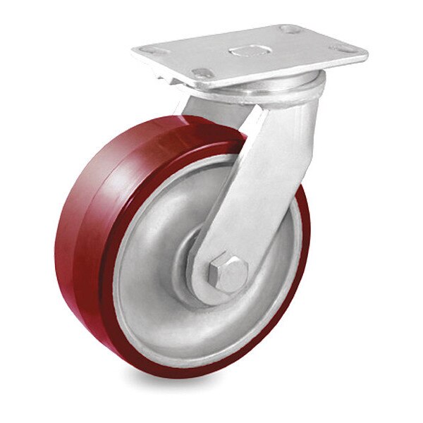 Cstr, Swivel Plate, Red Urethane, 2550 lb.