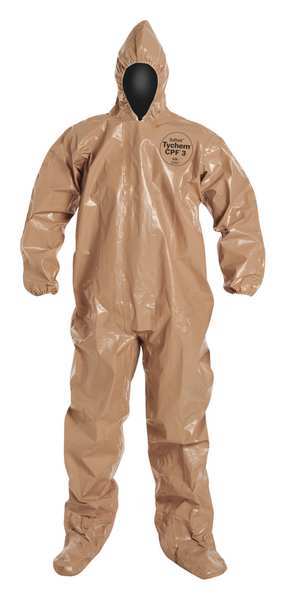 Hooded Coverall, Sock Boot, Tan, 5XL, PK6