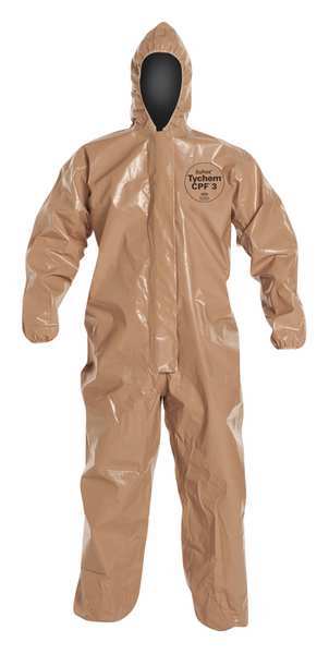 Hooded Coverall, Elastic, Tan, 5XL, PK6