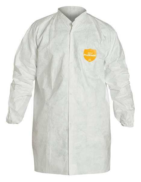 Disposable Shirt , 4Xl , White , Polyolefin , Snap Front
