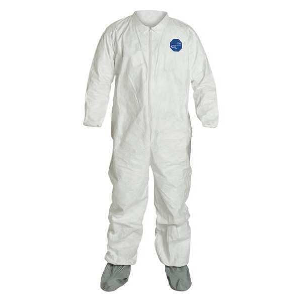 Tyvek 400 Coverall, Elastic Non Slip Boot, L, PK25