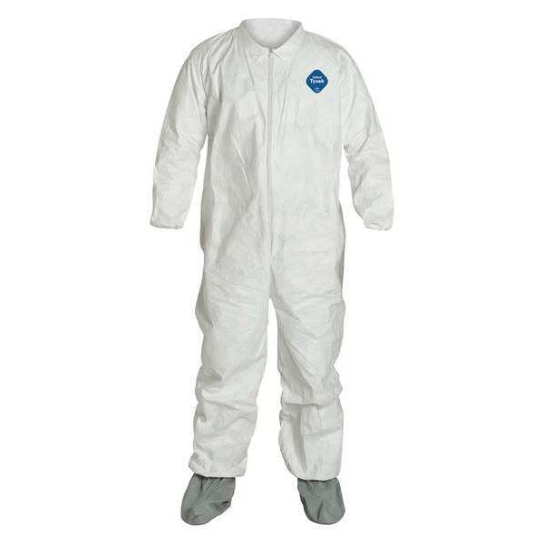 Tyvek 400 Coverall, Elastic Non Slip Boot, L, PK25