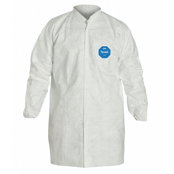 Disp Lab Coat, Polyethylene, White, M, PK30