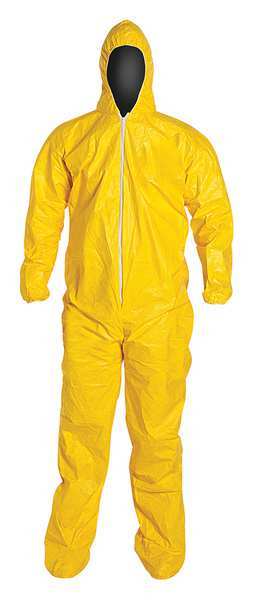Hooded Coverall, Sock Boot, Yellw, 5XL, PK12