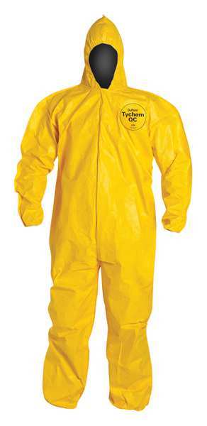 Hooded Coverall, Elastic, Yellow, 6XL, PK12