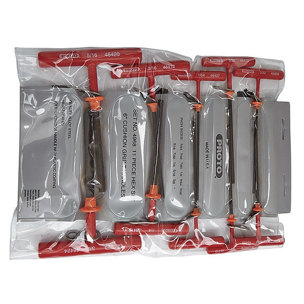 11 Piece SAE T-Shape Hex Key Set, J4968-TT