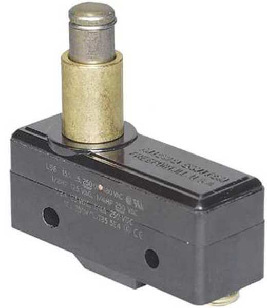 Industrial Snap Action Switch, Panel Mount, Plunger Actuator, SPDT, 15A @ 240V AC Contact Rating