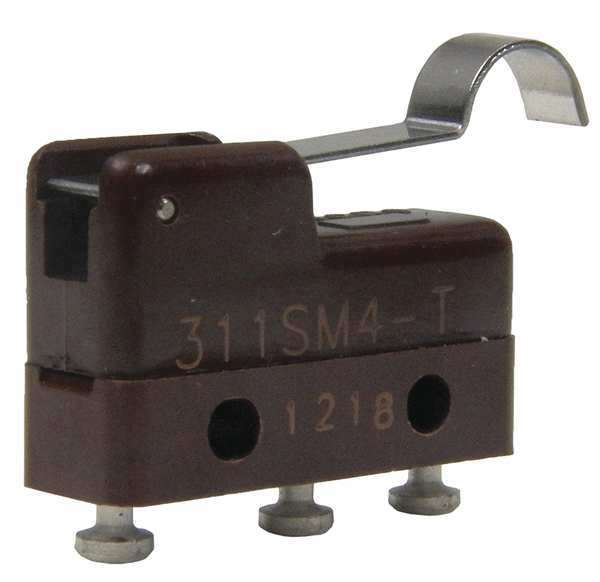 Miniature Snap Action Switch, Lever, Simulated Roller Actuator, SPDT, 5A @ 240V AC Contact Rating