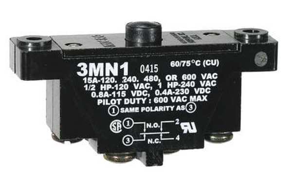 Industrial Snap Action Switch, Pin, Plunger Actuator, DPDT, 15A @ 600V AC Contact Rating