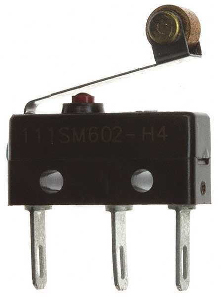 Miniature Snap Action Switch, Lever, Roller Actuator, SPDT, 5A @ 240V AC Contact Rating