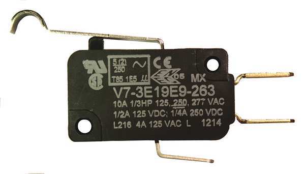 Miniature Snap Action Switch, Lever, Simulated Roller Actuator, SPDT, 10A @ 240V AC Contact Rating