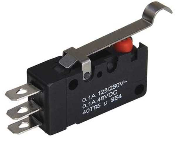 Miniature Snap Action Switch, Lever, Simulated Roller Actuator, SPDT, 5A @ 240V AC Contact Rating