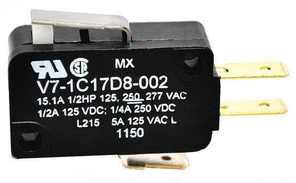 Miniature Snap Action Switch, Lever, Short Actuator, SPDT, 15A @ 240V AC Contact Rating