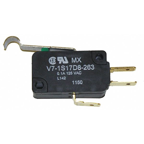 Miniature Snap Action Switch, Lever, Simulated Roller Actuator, SPDT, 0.1A @ 120V AC Contact Rating