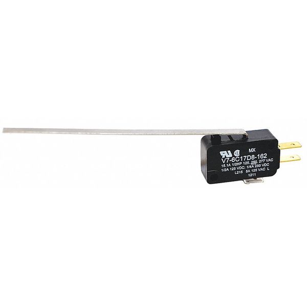 Miniature Snap Action Switch, Lever, Long Actuator, SPDT, 15A @ 240V AC Contact Rating