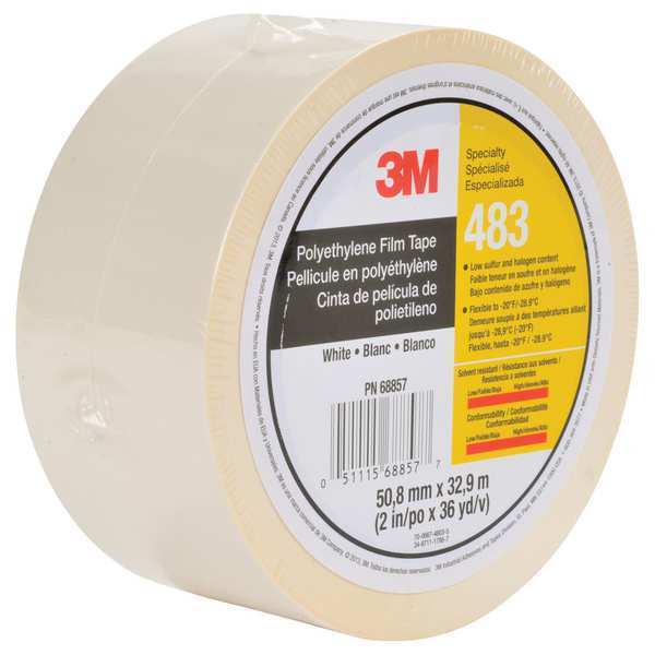 Film Tape, Polyethylene, White, 2In x 36 Yd