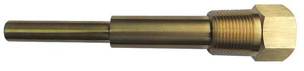 Bimetal Thermowell, Brass, 1/2 NPSM, Stem Length: 4 in