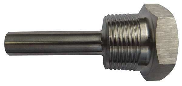 Bimetal Thermowell, 316SS, 1/2 NPSM, Bore Dia.: 0.26 in