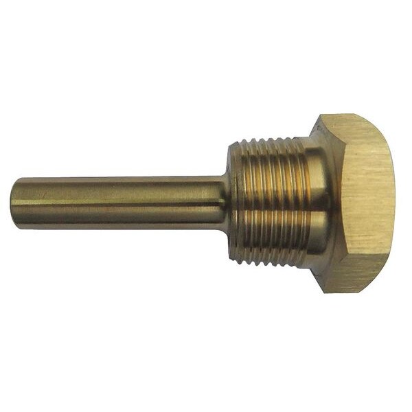 Bimetal Thermowell, Brass, 1/2 NPSM