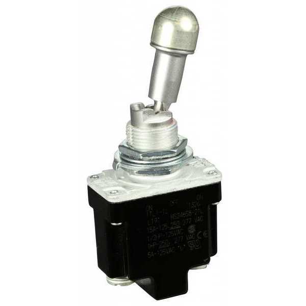 Toggle Switch, SPDT, 3 Connections, Maintained On/Maintained Off/Maintained On, 1 hp, 15A @ 277V AC