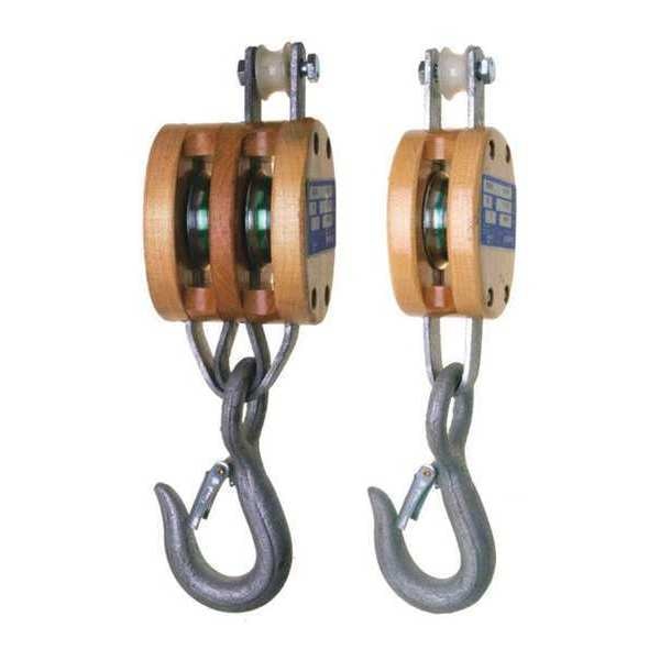 3003Af 4In Triple Reg Wood Shell Block, Wire Rope, 1/2 in Max Cable Size, 1800 lb Max Load