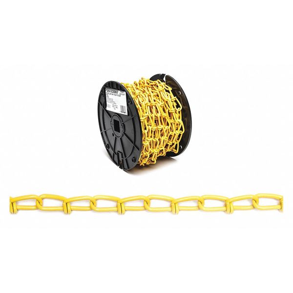 2/0 Double Loop (Inco) Chain, Yellow Polycoat, 50' per Reel