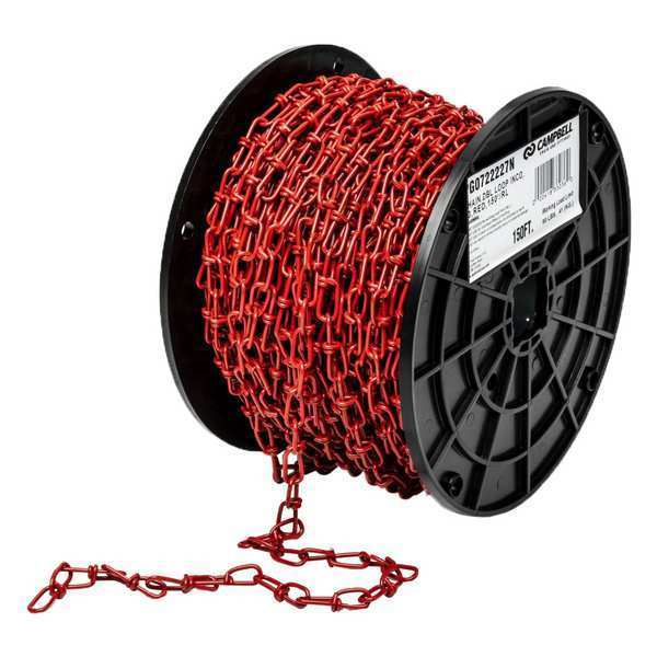 #3 Double Loop (Inco) Chain, Red Polycoat, 150' per Reel