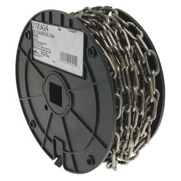 5/32 316L Stainless Steel Chain, Bright, 50' per Reel