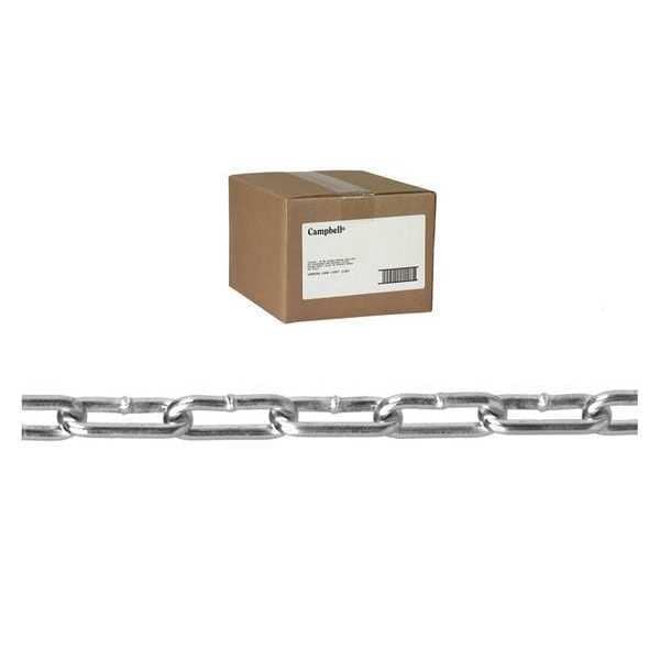3/0 Straight Link Coil Chain, Zinc Plated, 100' per Carton