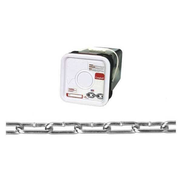 5/0 Straight Link Coil Chain, Zinc Plated, 140' per Square Pail