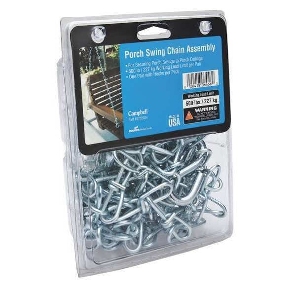 Porch Swing Chain Assembly with Hooks, 1 Set per Plastic Clamshell