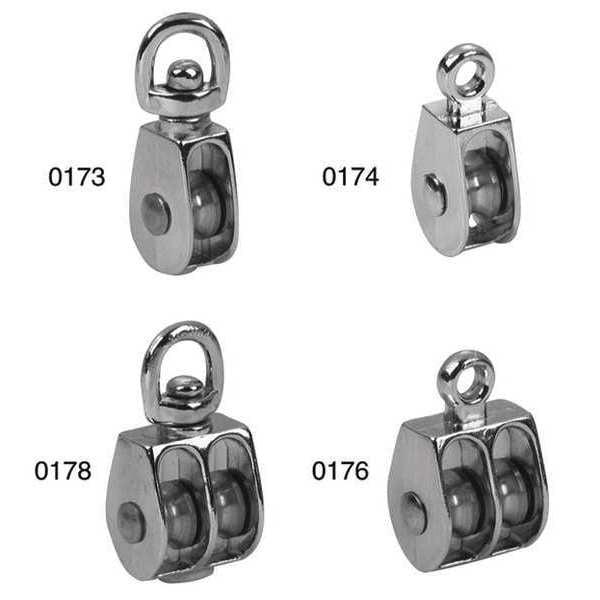 No0173 11/4In Pulley Sgl Sheave Swivel, Wire Rope, 3/8 in Max Cable Size, 50 lb Max Load
