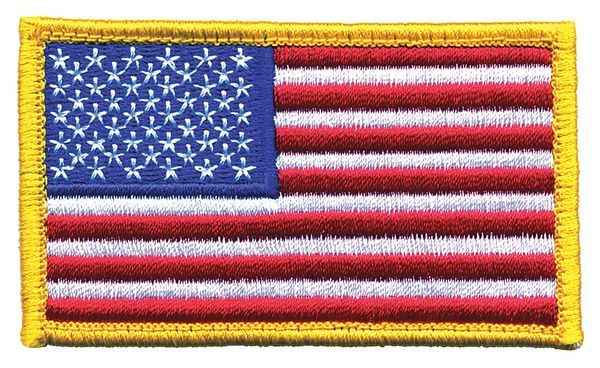 Embroidered Patch, U.S. Flag, Medium Gold