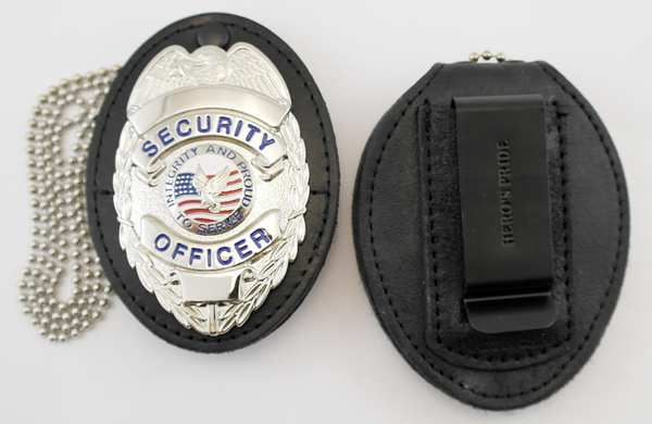 Badge Holder, Universal, Black, Leather
