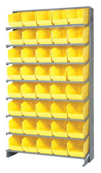 Steel Pick Rack, 36 in W x 64 in H x 12 in D, 8 Shelves, Yellow