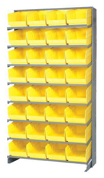 Steel Pick Rack, 36 in W x 64 in H x 12 in D, 8 Shelves, Yellow