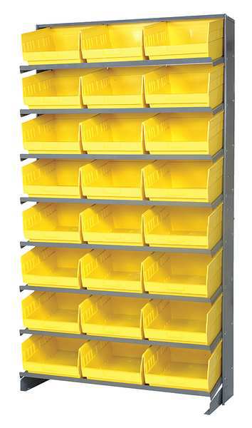 Steel Pick Rack, 36 in W x 64 in H x 12 in D, 8 Shelves, Yellow