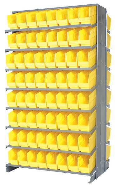 Steel Pick Rack, 36 in W x 64 in H x 24 in D, 16 Shelves, Yellow